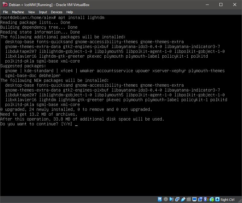 Running 'apt install lightdm'